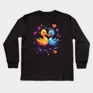 Duck Couple Valentine Kids Long Sleeve T-Shirt